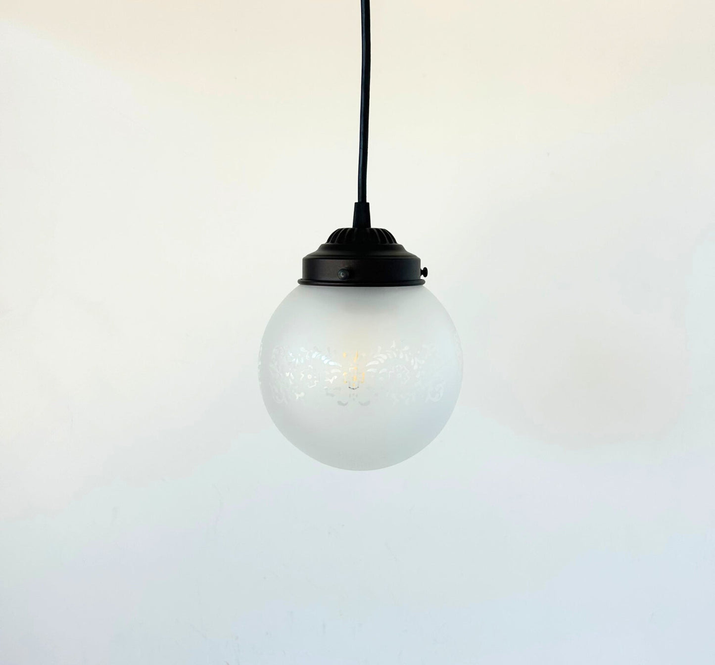 Frosted Floral and Cross Globe Pendant Light