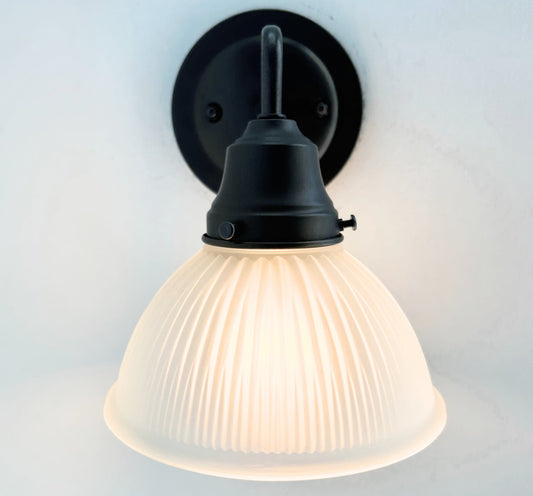 Frosted Glass Factory Holophane Wall Sconce Light Fixture