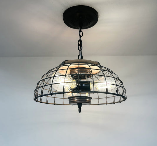 Rustic Industrial Wire Cage Pendant Light
