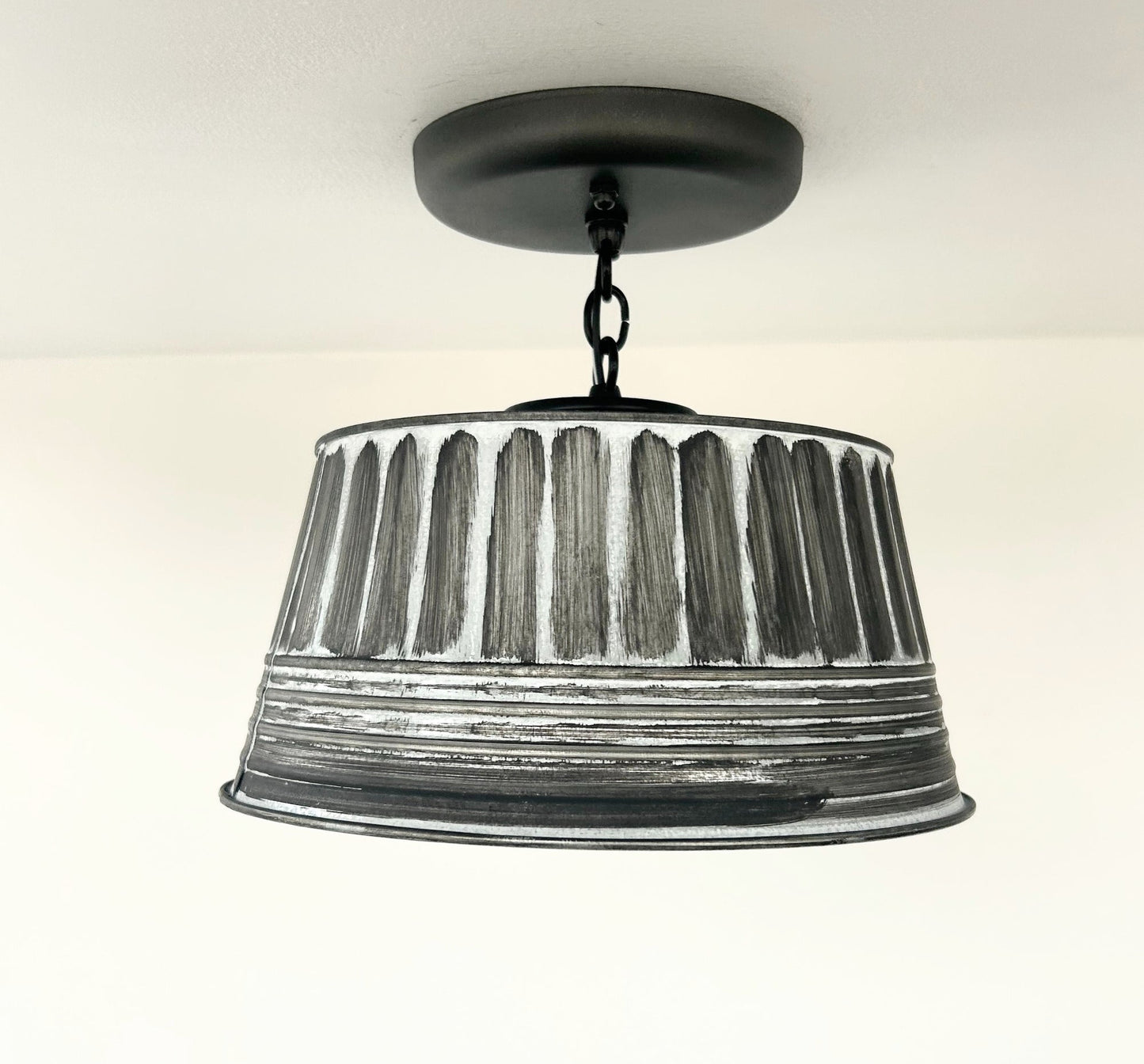 Black Ribbed Galvanized Ceiling Light
