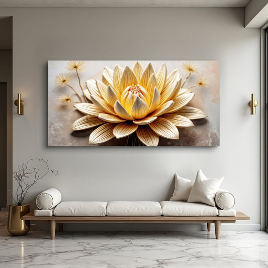 Golden Lotus Minimalist Abstract Wall Art II