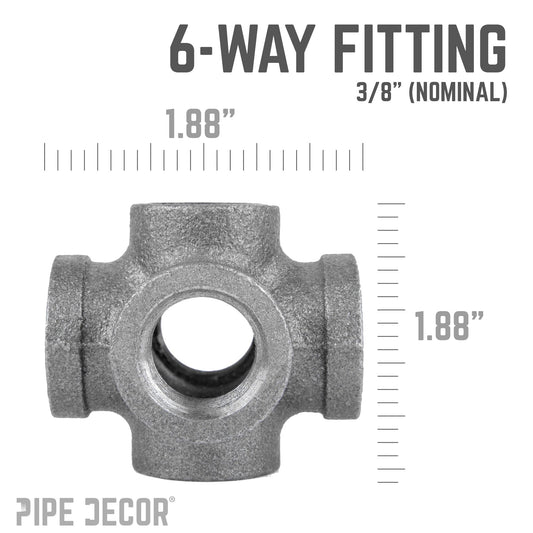 3/8 in. Black 6-Way Fitting