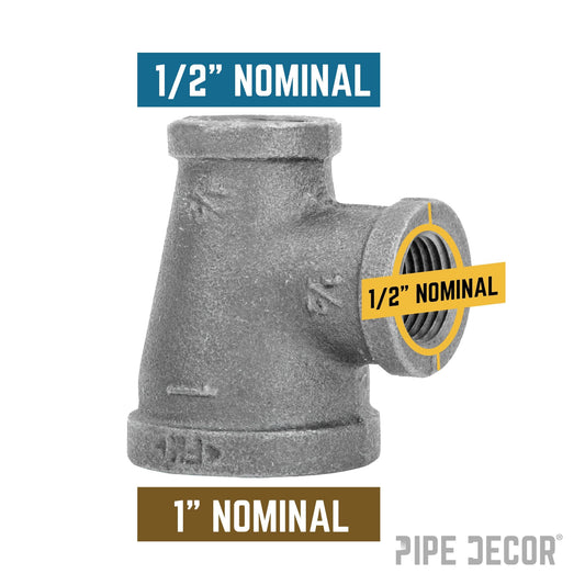 1 in. x 1/2 in. x 1/2 in. Black Reducing Tee