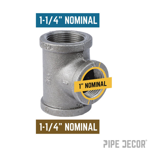 1 1/4 in. x 1 1/4 in. x 1 in. Black Reducing Tee