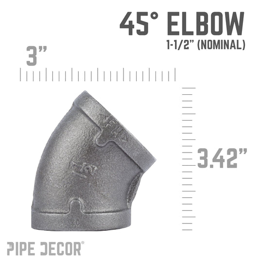 1 1/2 in. Black 45 Degree Elbow