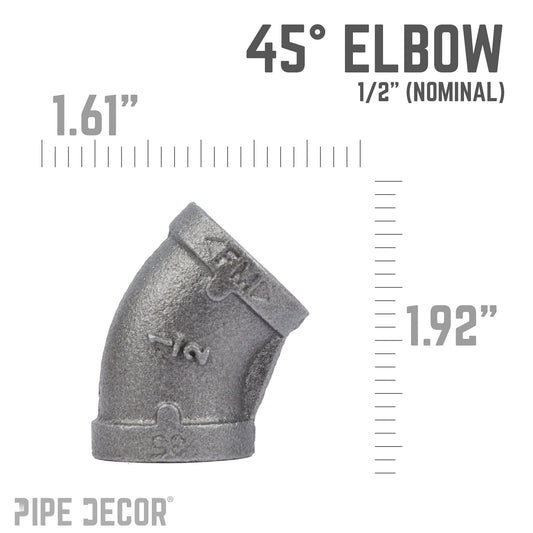 1/2 in. Black 45 Degree Elbow