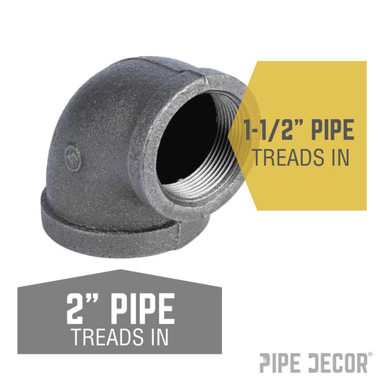 2 in. x 1 1/2 in. Black Reducing Elbow