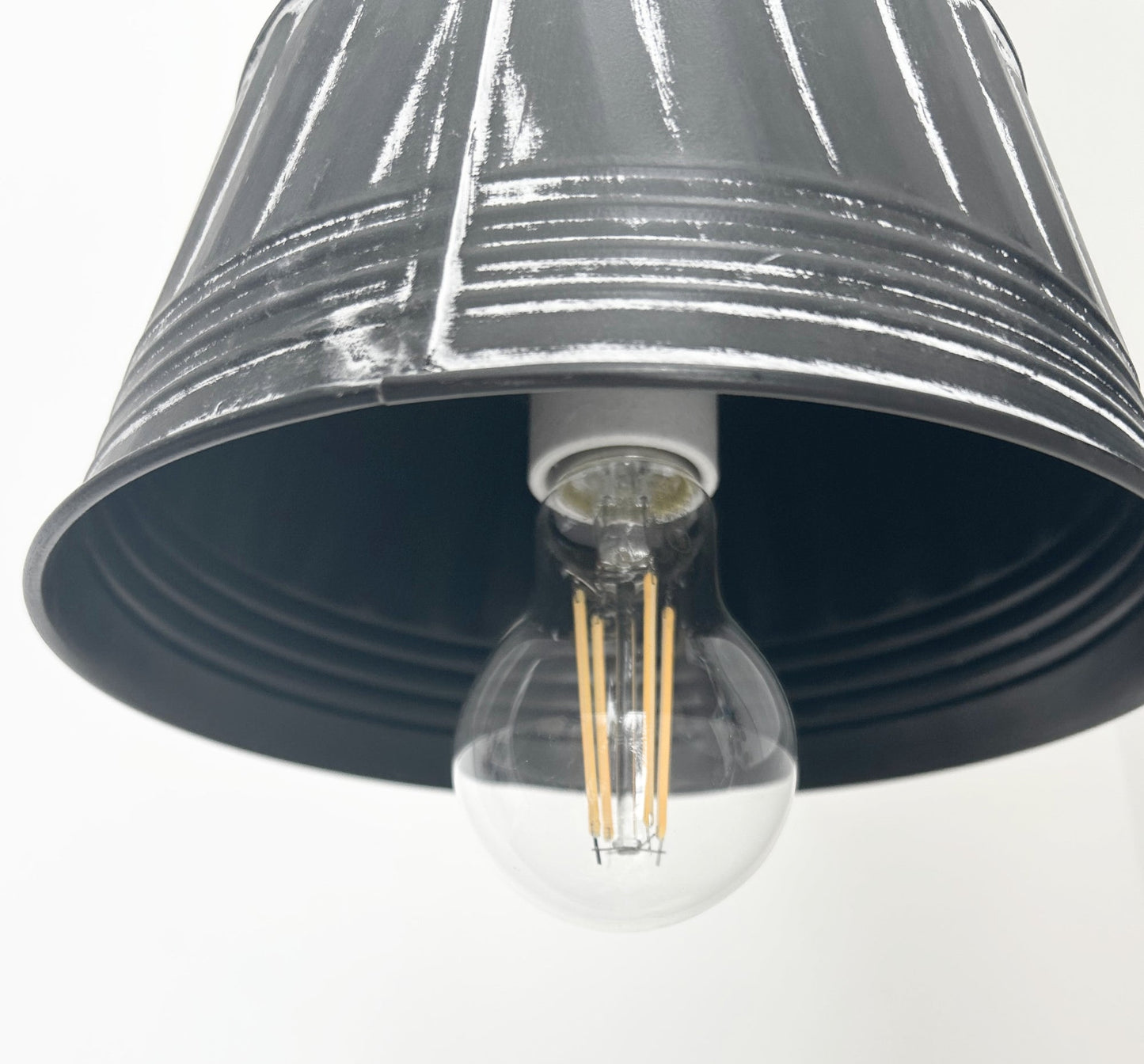 Black Ribbed Galvanized Wall Sconce
