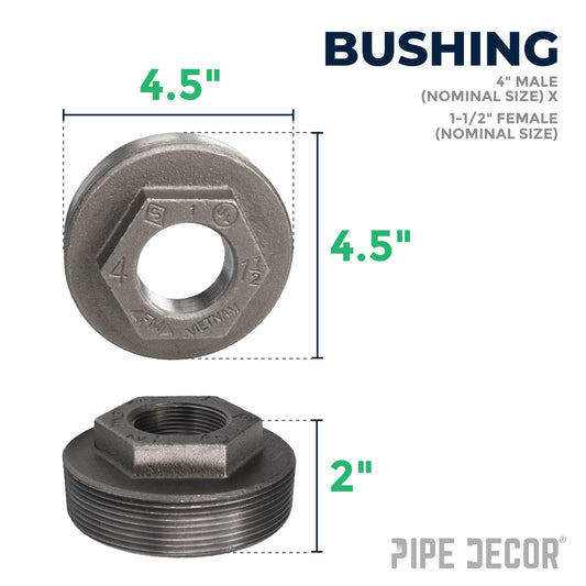 4 in. x 1 1/2 in. Black Bushing