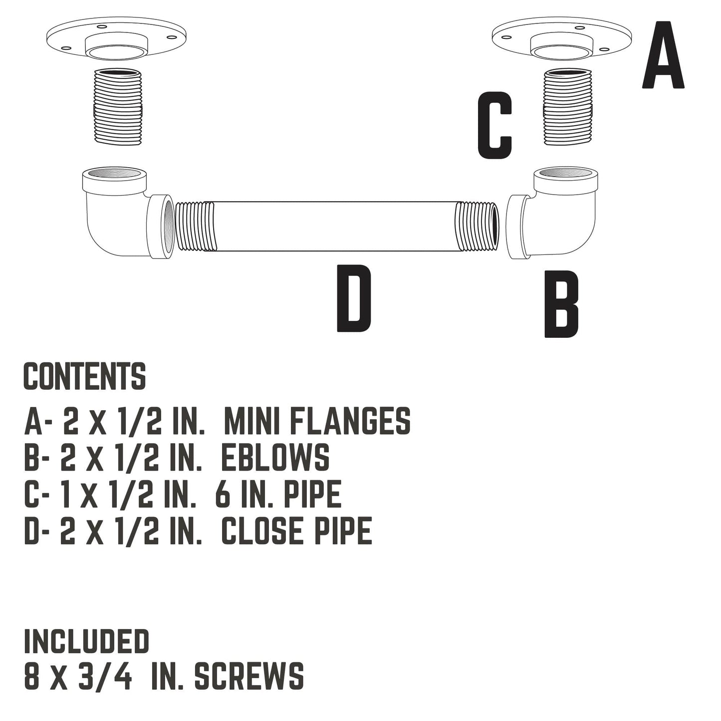 1/2 in. Barn Door Handle - Mini Flange - 9.875 L