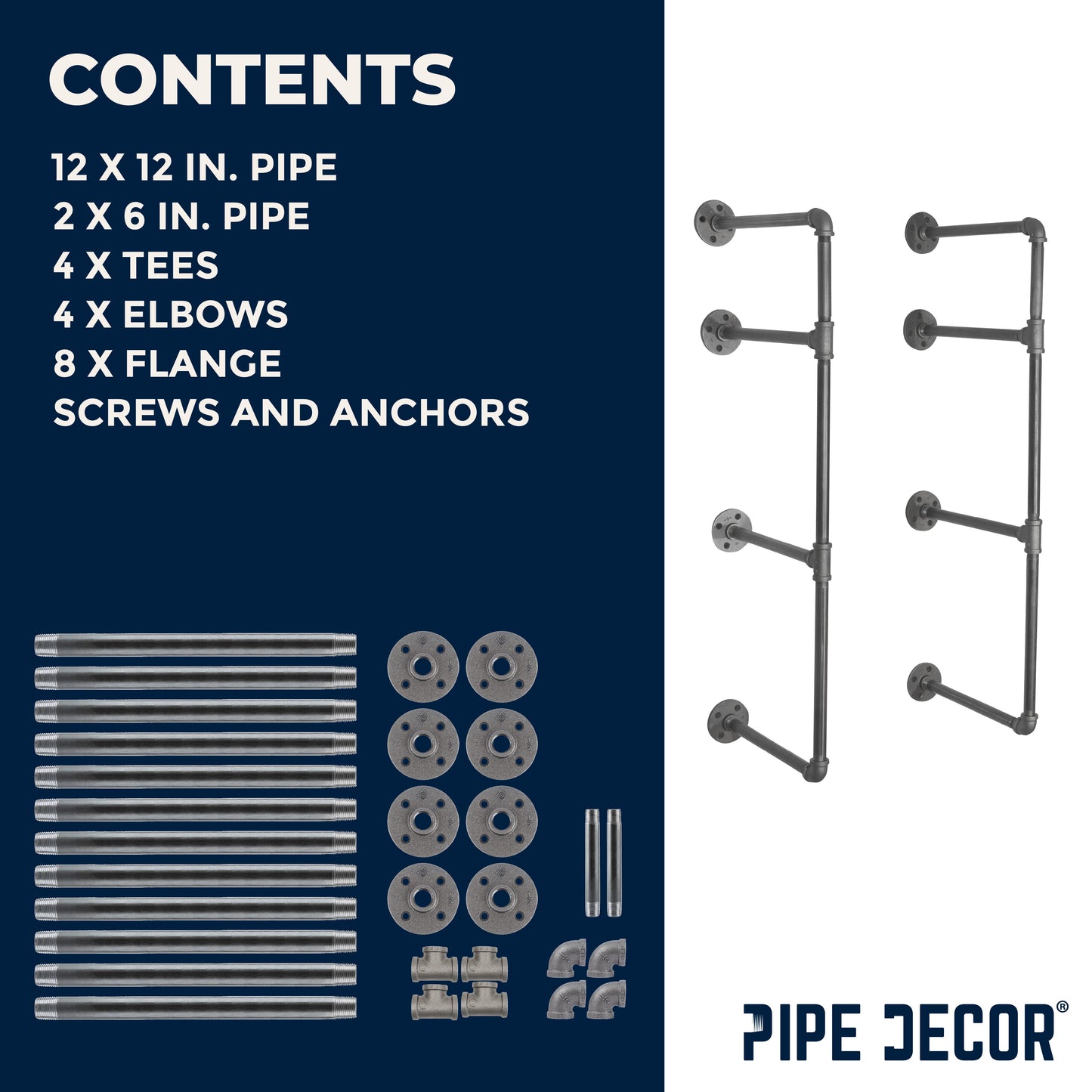 3 -Tier Wall Mounted Shelf By PIPE DECOR