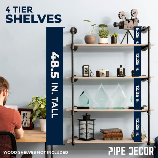 4 -Tier Wall Mounted Shelf By PIPE DECOR