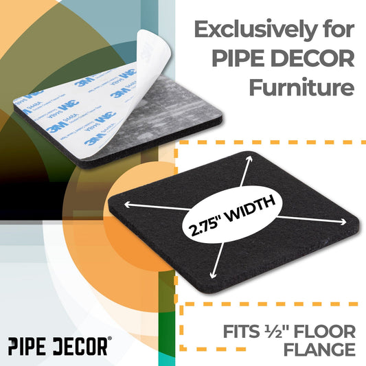 Heavy Duty Square Felt Pad for 1/2 in. Pipe Floor Flange, 2.75 in. x 2.75 in. (4-Pack)