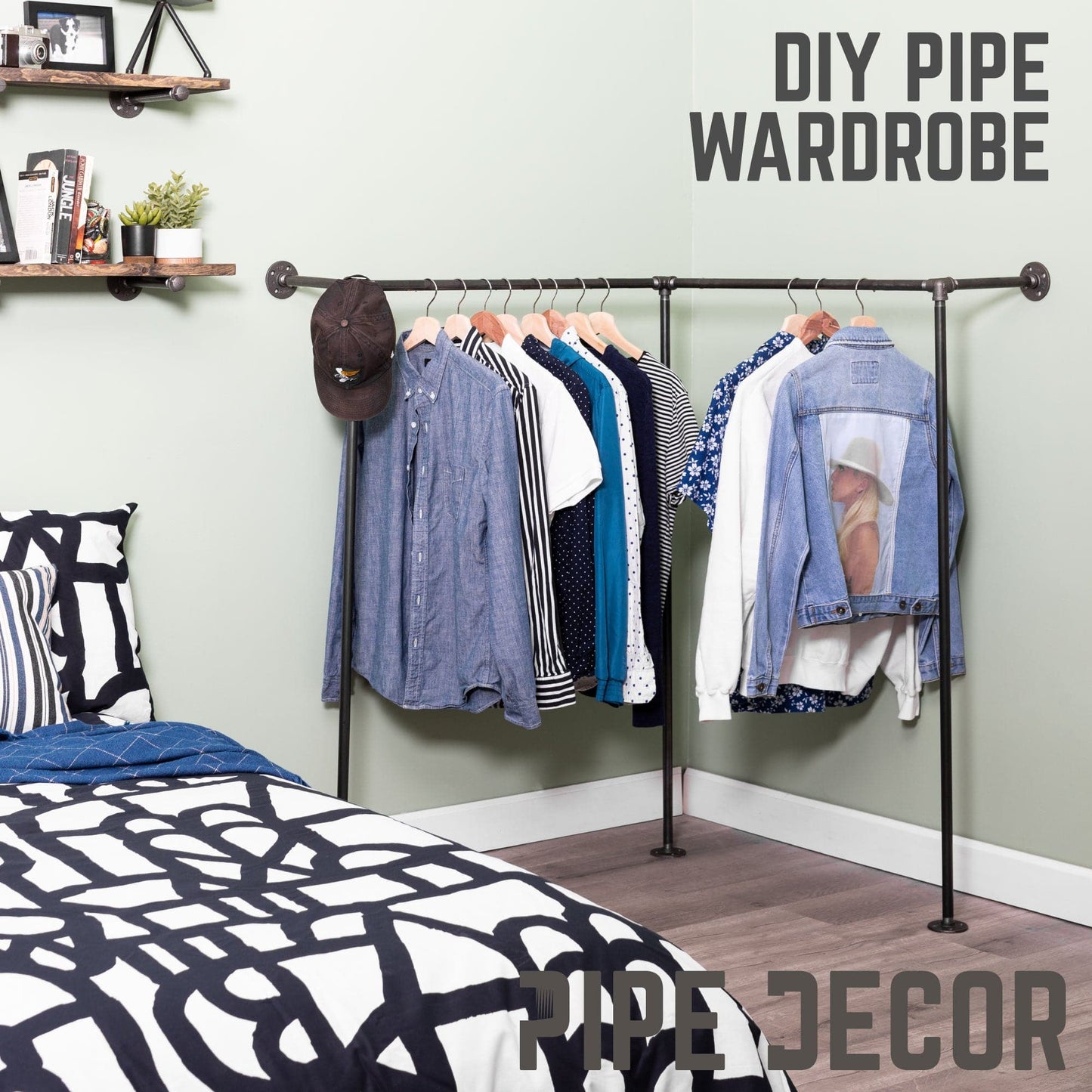 Wall And Floor Mounted Clothing Rack By PIPE DECOR