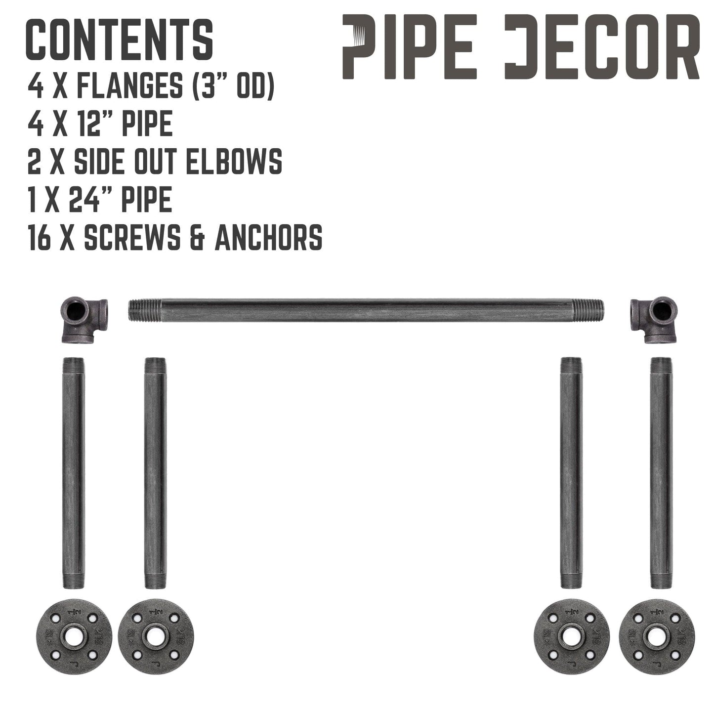 24 in. Quad-Flange Wall Mounted Clothing Rack By PIPE DECOR