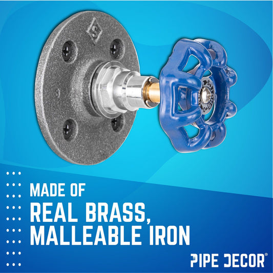 Blue Industrial Spigot Wall Hook with Flange (2-Pack)