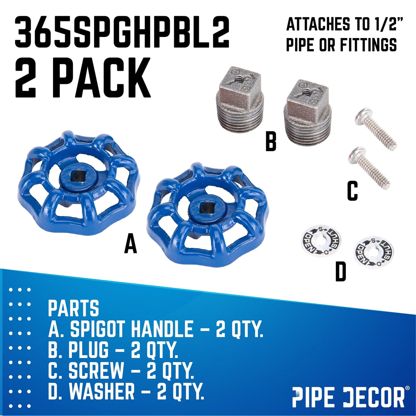 Blue Industrial Spigot with Plug (2-Pack)