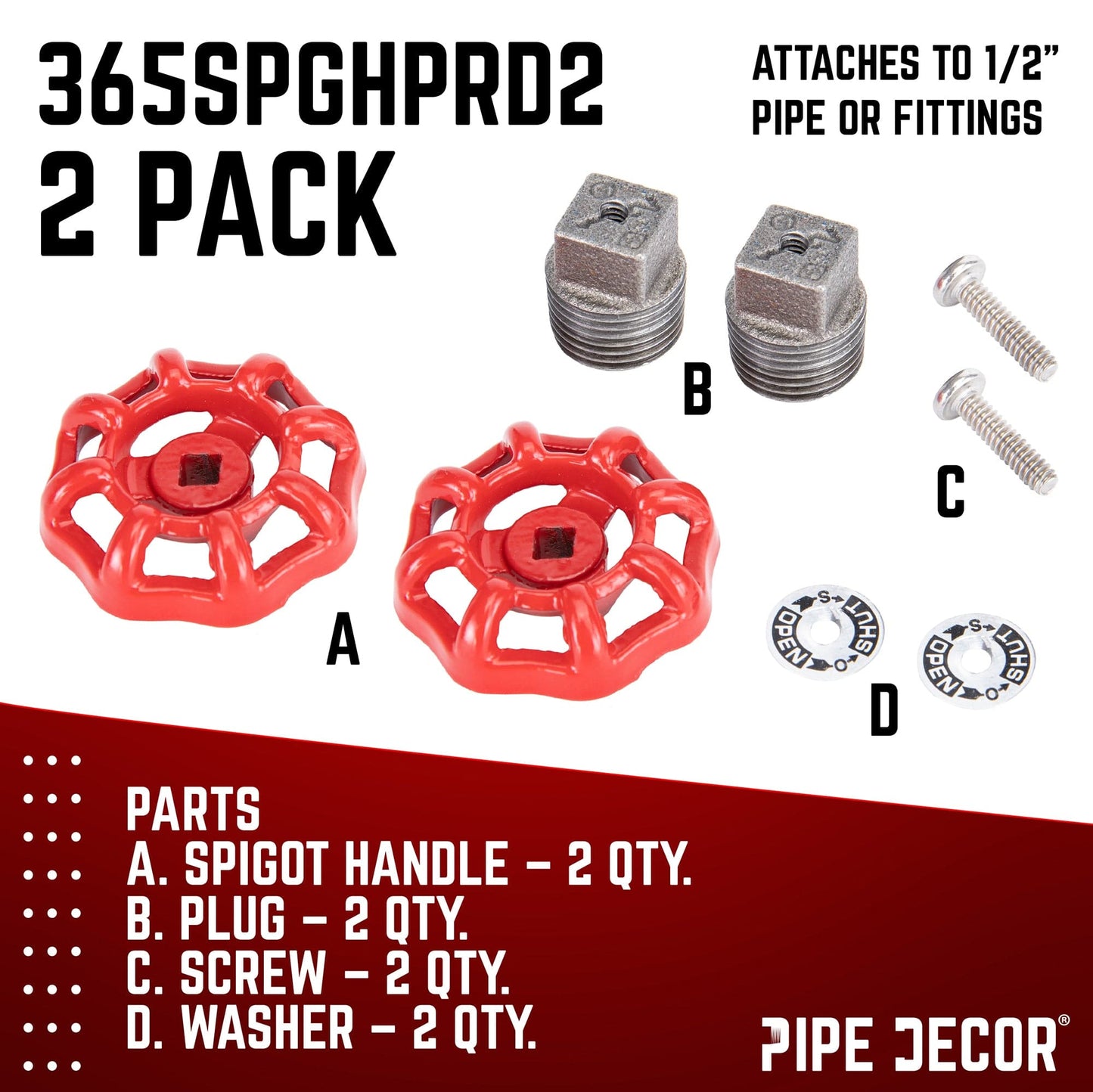 Red Industrial Spigot with Plug (2-Pack)