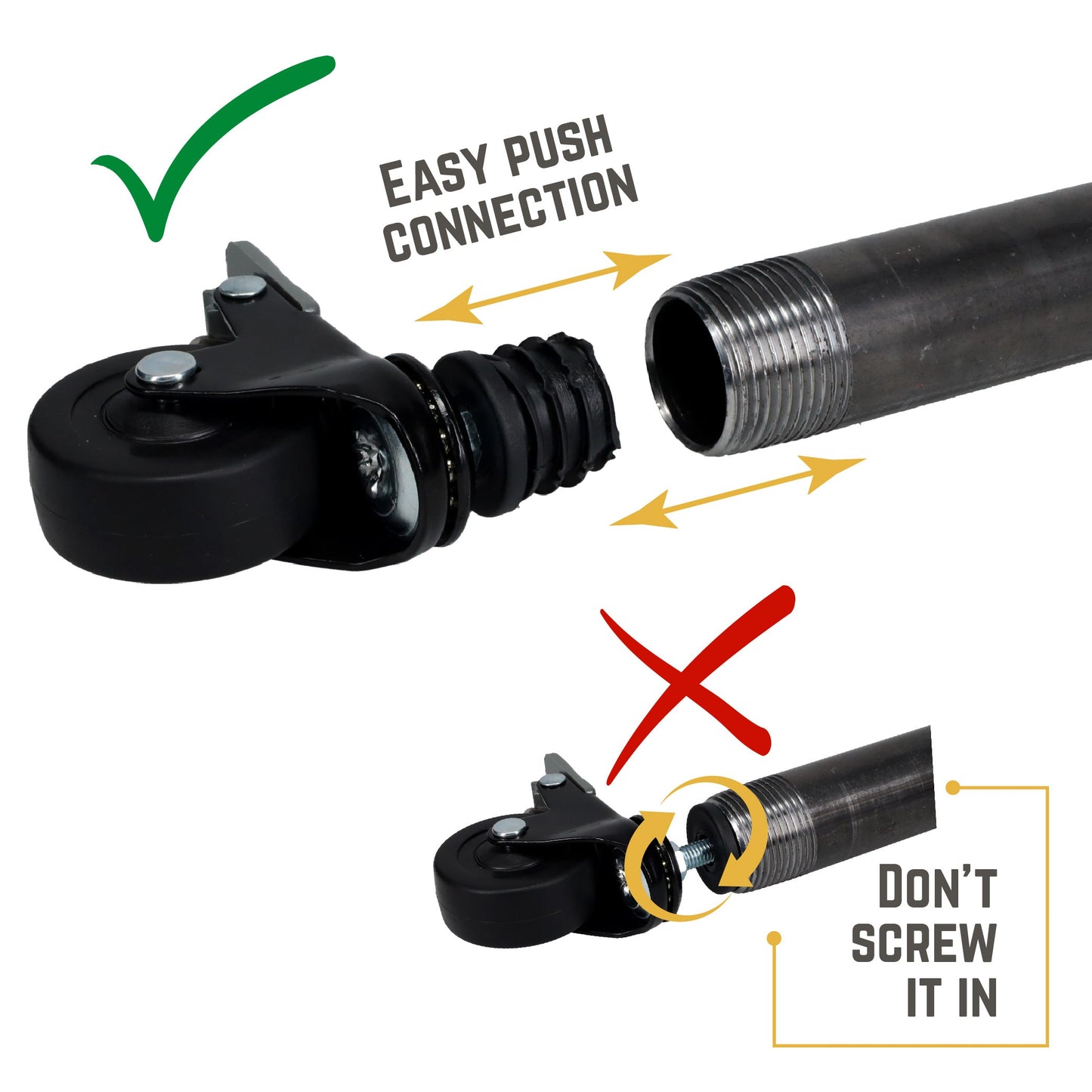Swivel Caster Wheels for 1" Pipe (4-Pack)