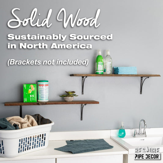 RESTORE Boulder Black 36 in. Live Edge Wood Shelf (Wood Only)