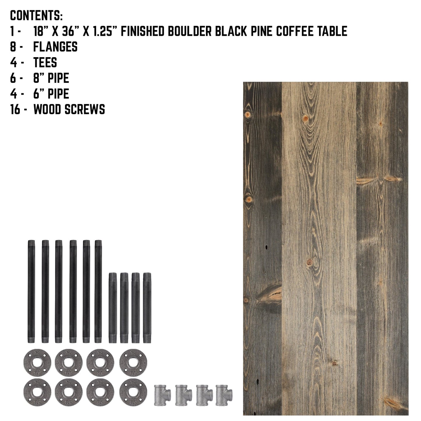 RESTORE Boulder Black Solid Wood Coffee Table