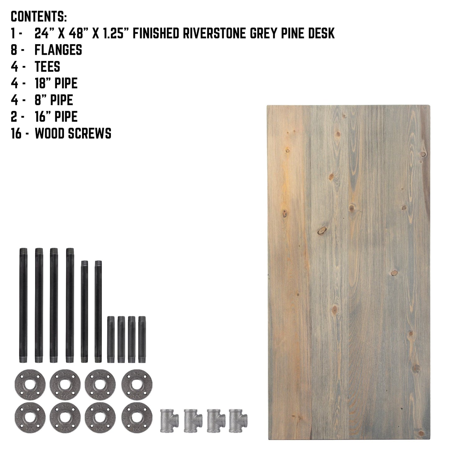 RESTORE Riverstone Grey Solid Wood Office Desk