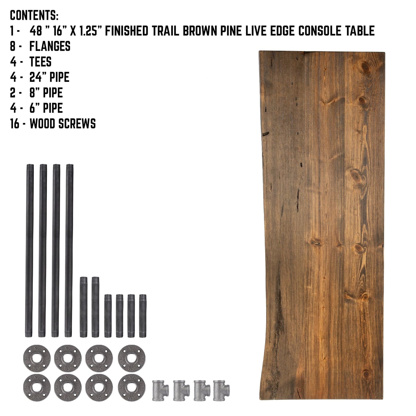 RESTORE Trail Brown Solid Live Edge Wood Console Table