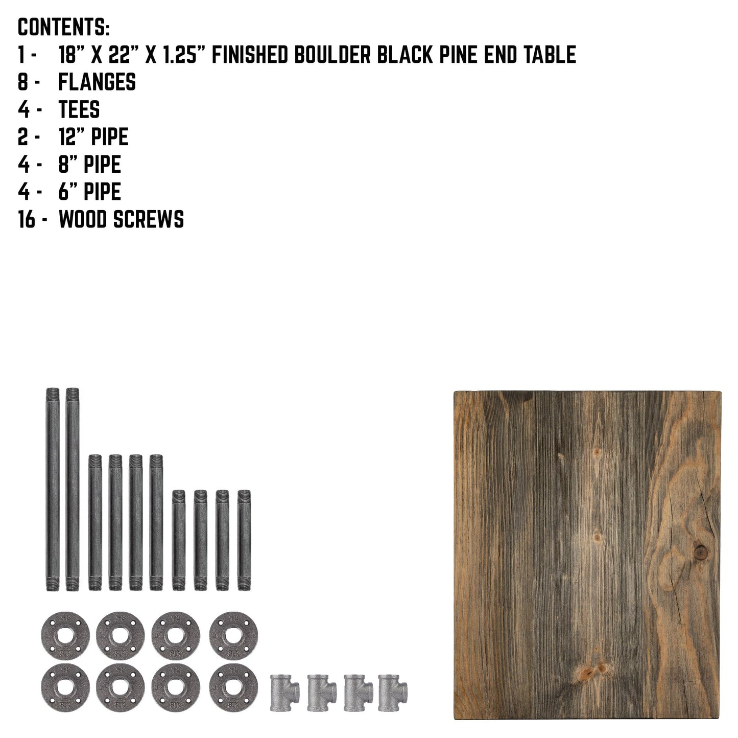 RESTORE Boulder Black Solid Wood End Table