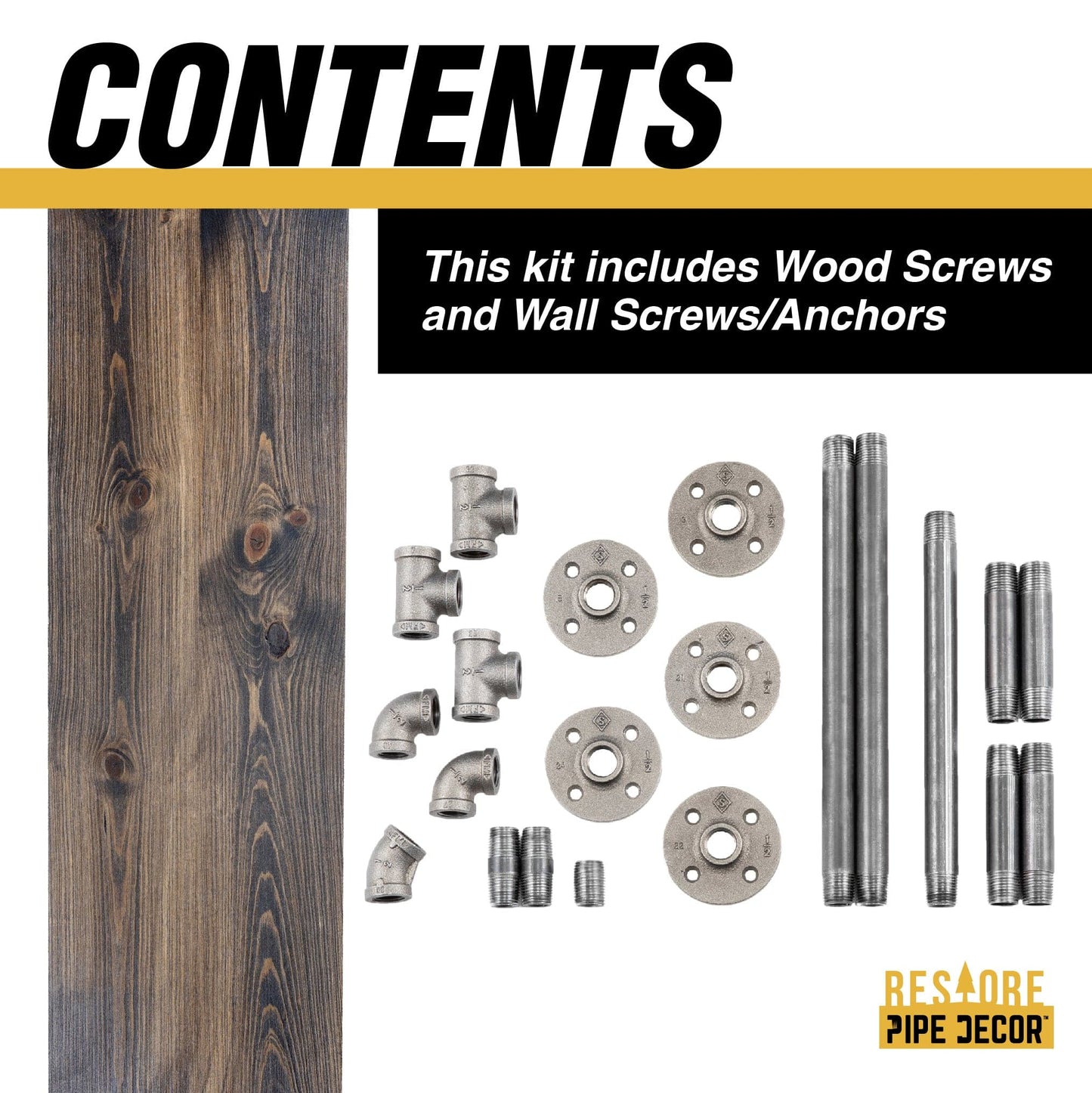 36 in. Wall Mounted Clothing Rack with Wood Shelf, Boulder Black