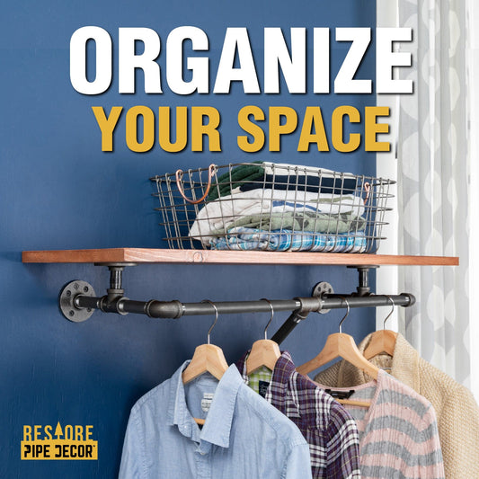 36 in. Wall Mounted Clothing Rack with Wood Shelf, Sunset Cedar