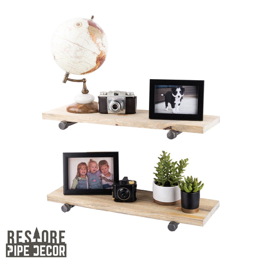 RESTORE Driftwood Tan 24 in. Shelves with Straight Brackets