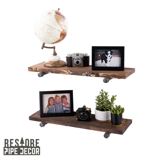 RESTORE Trail Brown 24 in. Shelves with Straight Brackets