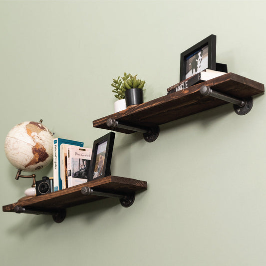 RESTORE Boulder Black 24 in. Shelves with Straight Brackets