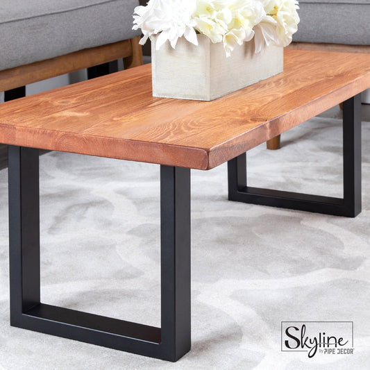 18 in. Skyline Matte Black Square Metal Landscape Coffee or End Table Legs - 2 Pack