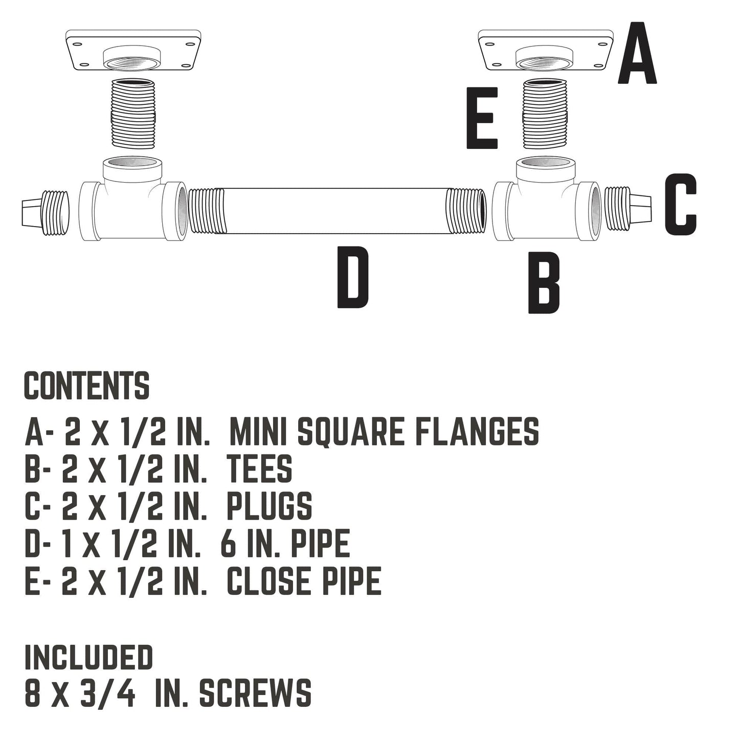 1/2 in. Tee Barn Door Handle, Mini-Square Flange – 10.75 in. L