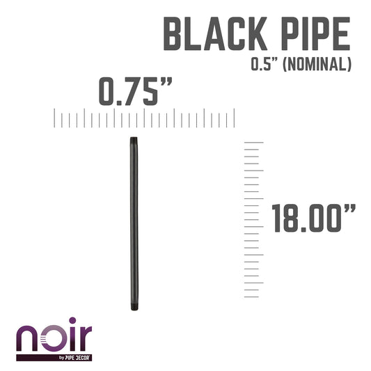 1/2 in. x 18 in. Prefinished Matte Black Pipe