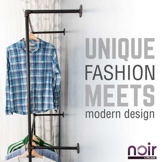 Noir Black Wall Mounted Double Hung Clothing Rack