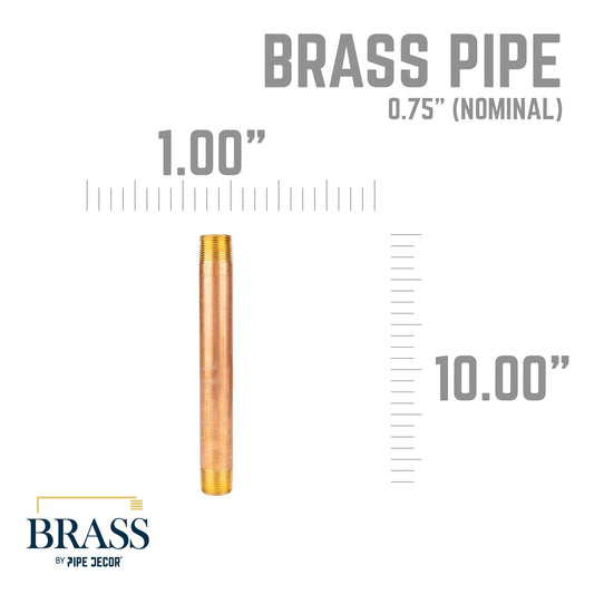 3/4 in. x 10 in. Red Brass Pipe