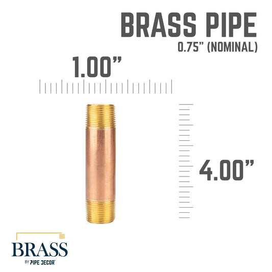 3/4 in. x 4 in. Red Brass Pipe