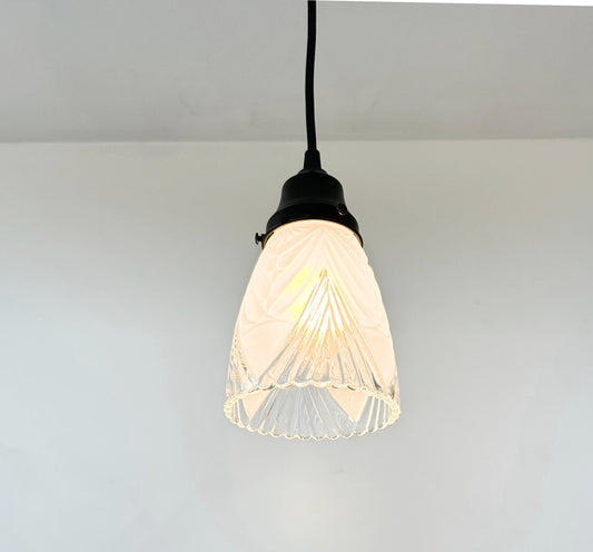 Clear And Frost Fan Ribbed Scallop Pendant Light/Wall Sconce