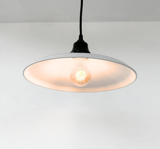 White Enamel Barn Pendant Light – Farmhouse Industrial Ceiling Fixture