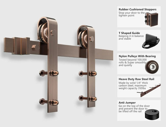 6.6FT Colorful Sliding Barn Door Track Kit for 1 Doors, J Shape(No Door)