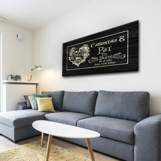 Till Death Do Us Part Personalized Skull Couple Sign - Unique Gothic Decor Art For Home & Living Room