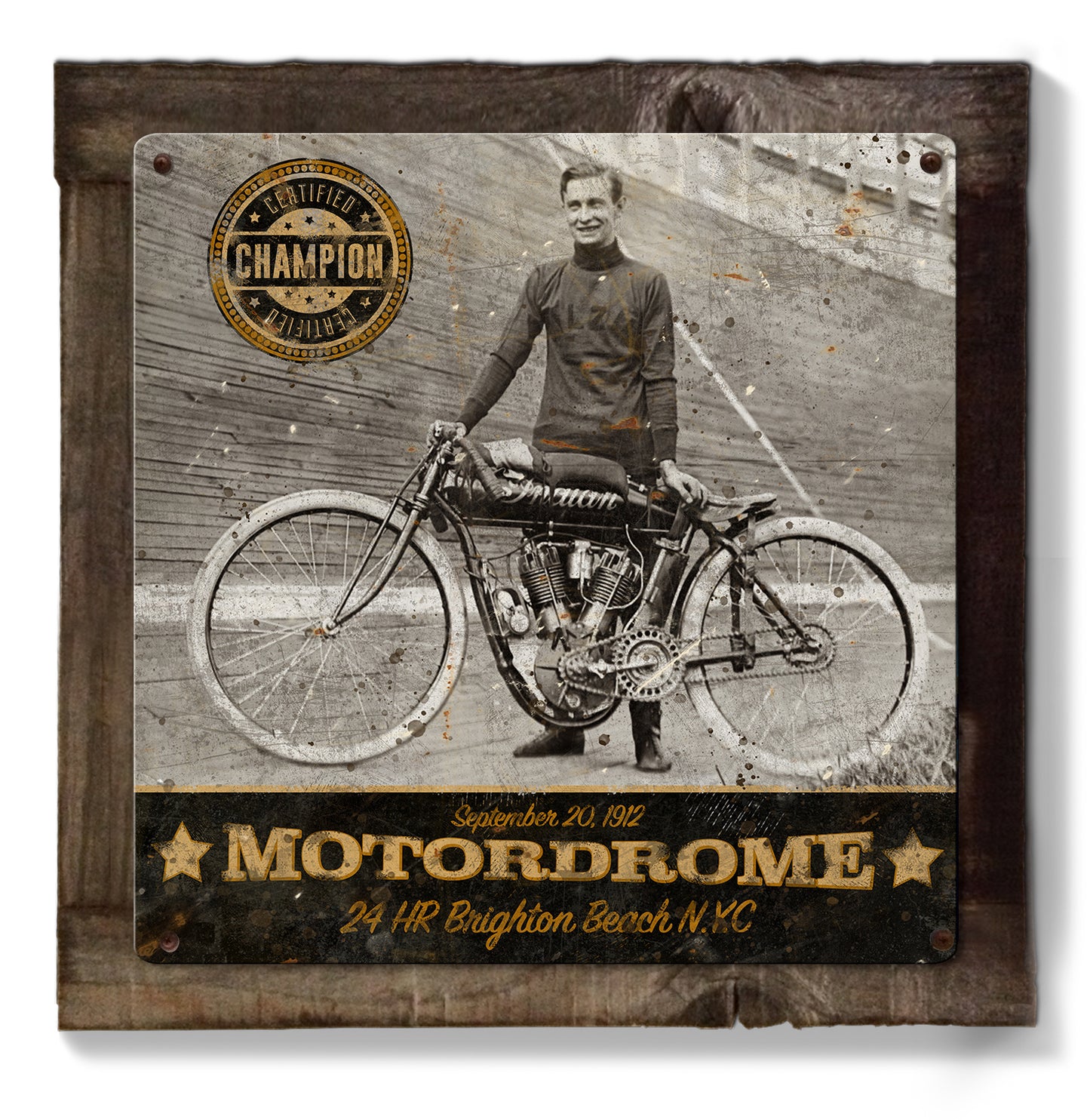 Motordrome Wall Art Vintage Indian Motorcycle METAL Sign