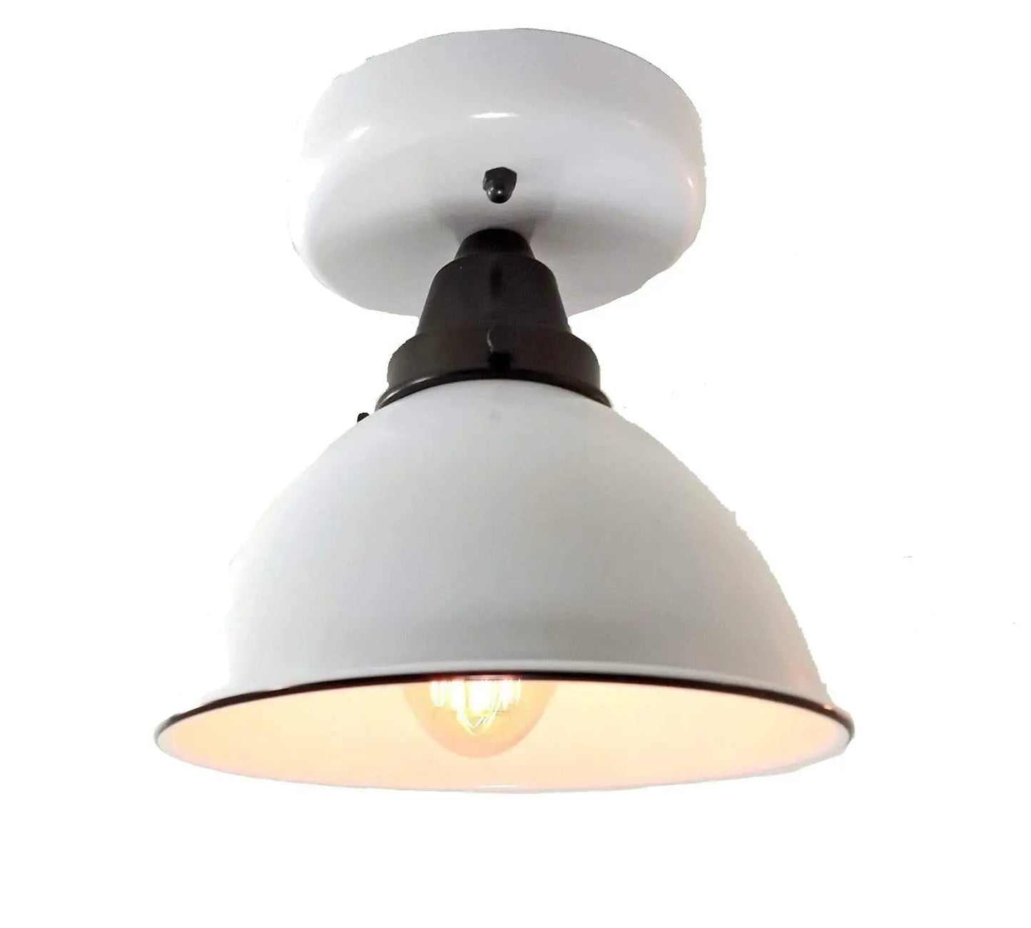 Modern Farmhouse Ceiling Light of White Enamel