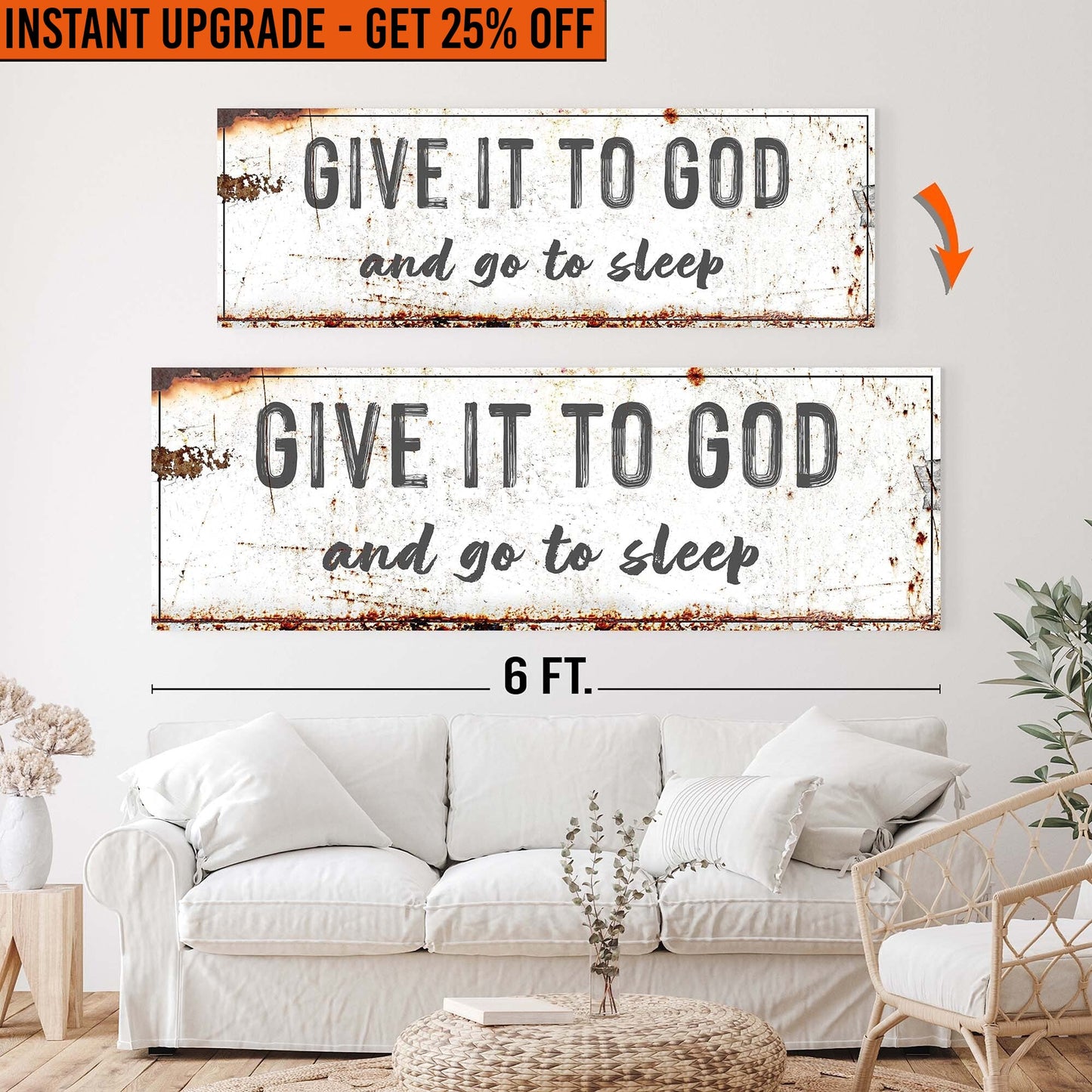 Upgrade Your 20x60 Inches 'Give it to God and Go to Sleep' (Style 1) Canvas To 24x72 Inches