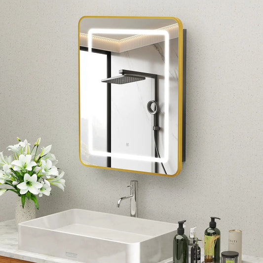 Hausvita Framed Recessed LED Light Bathroom Medicine Cabinet -small