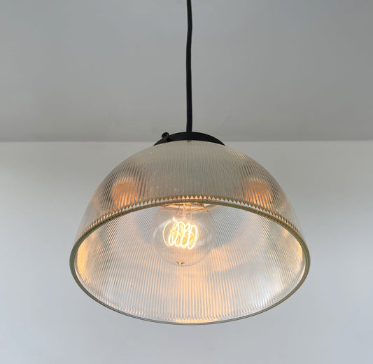 Antique 1960's Factory Holophane Chandelier Light