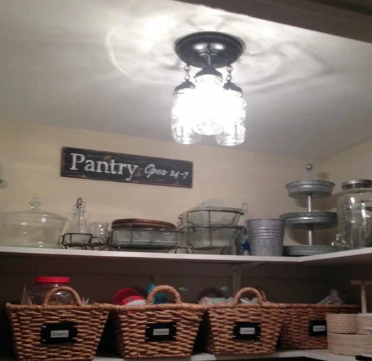 Mason Jar Vintage Light Fixture - Quart Chain Trio