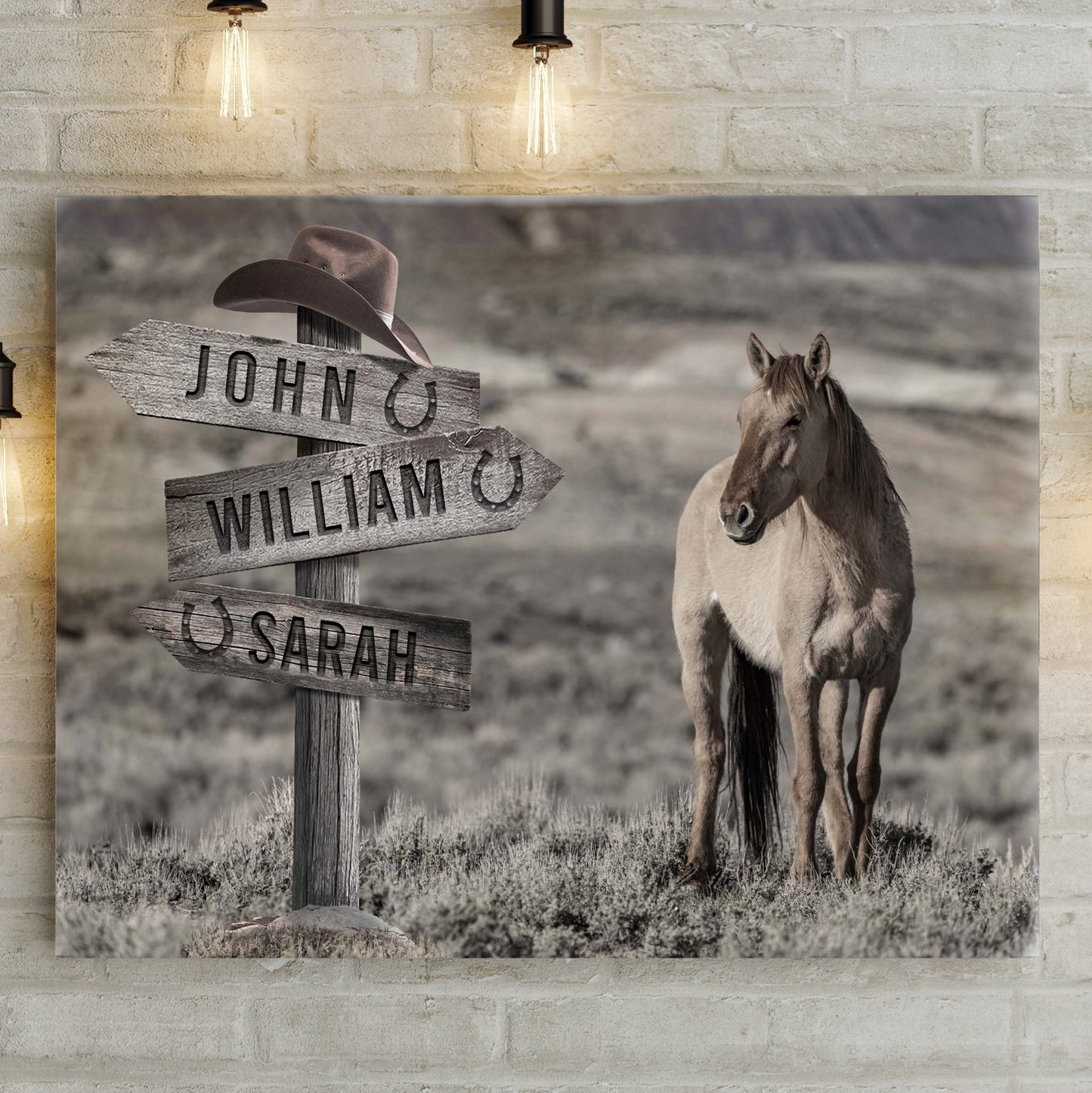 Snow Horses Vintage Name Sign